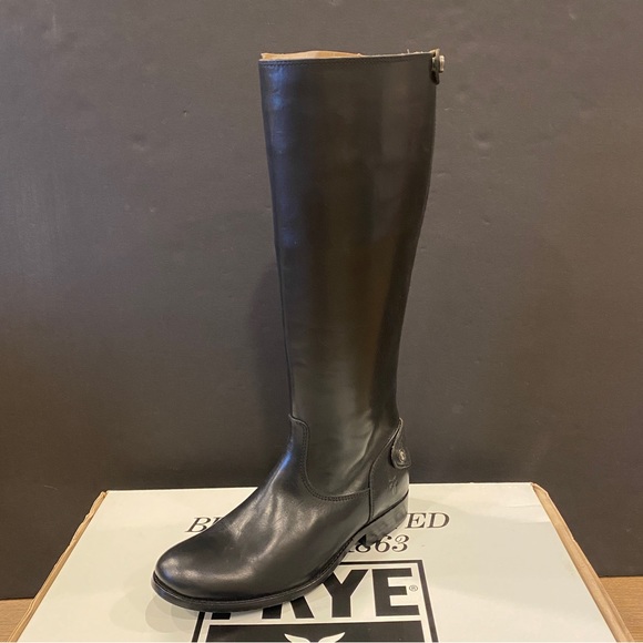 Frye MELISSA Button Black Riding Cowboy Tall Knee High Boots Shoes Flats 6 NIB - Picture 4 of 7